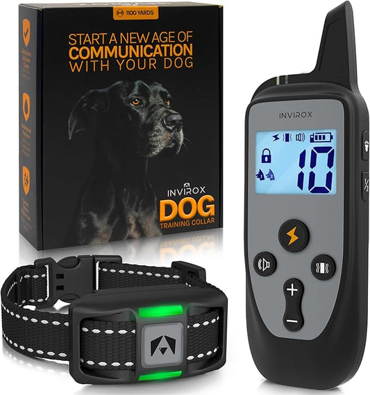 INVIROX Dog Training Collar [2026 Edition] 123 Levels 1100yd Range E Collar for Dogs Training 100% Waterproof Rechargeable, Dog Shock Collar with Remote Control