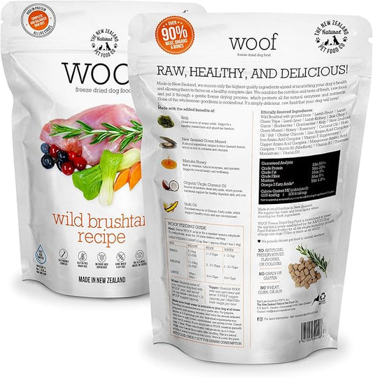 The New Zealand Natural Pet Food Co WOOF Freeze Dried Dog Food - Wild Brushtail Recipe, High Protein Dog Treats, Dog Food Toppers & Meals, 2.2 lb