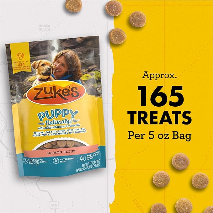 Zuke's Puppy Naturals Bag of Soft Puppy Treats for Training, Natural Dog Treats Bites with Salmon Recipe, 5 oz.,