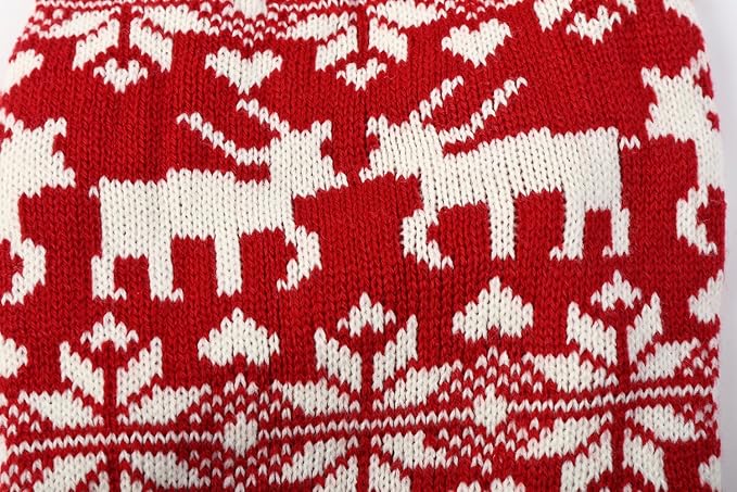 Lanyarco Red Christmas Dog Cat Sweater, Reindeer Holiday Festive Sweater for Puppy Small Dogs Cats, X-Small (XS) Size