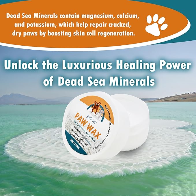 Dog Paw Balm – Lick-Safe Wax & Moisturizer for Dry, Cracked Pads, Nose & Snout – Natural Protection for Winter & Hot Pavement with Dead Sea Minerals, Shea Butter, Coconut Oil – 1.75 oz