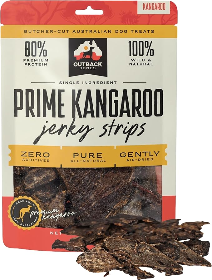 | Prime Kangaroo Dog Treats Jerky Strips | Single Ingredient Air Dried Natural Dog Treats (7.05 oz)