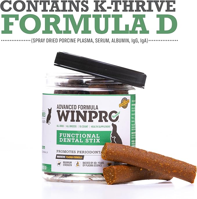 WINPRO Pet Functional Dental Stix for Dogs, 16 Sticks, Plasma Powered Dental Dog Chew Sticks That Promotes Gum and Peridontal Health