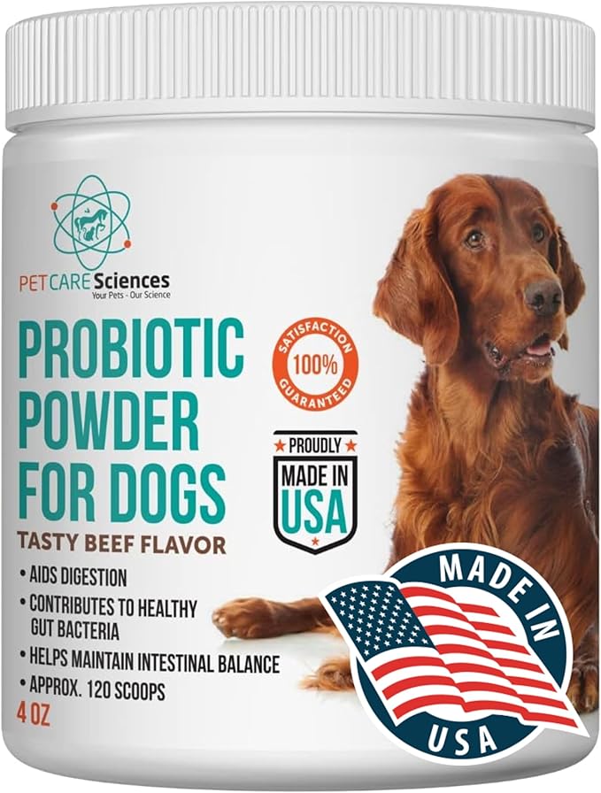 Approx 120 Servings of Dog Probiotic Powder - Probiotics and Digestive Enzymes Supplement and Dog Digestive Support - Made in The USA