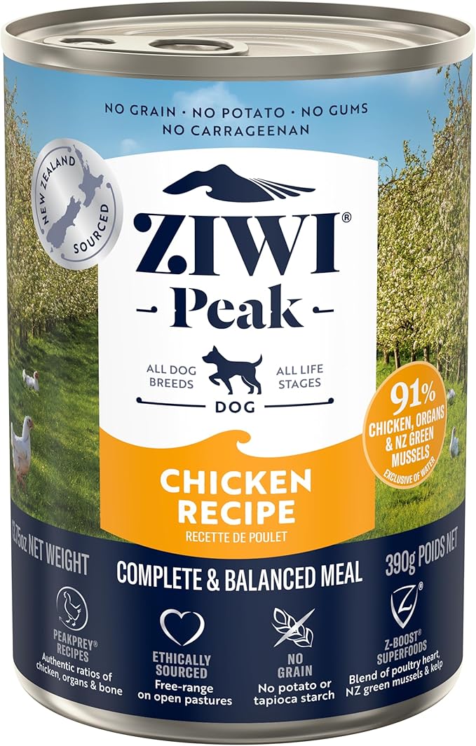 ZIWI Peak Canned Wet Dog Food – All Natural, High Protein, Grain Free, Limited Ingredient, with Superfoods (Chicken, Case of 12, 13.75oz Cans)