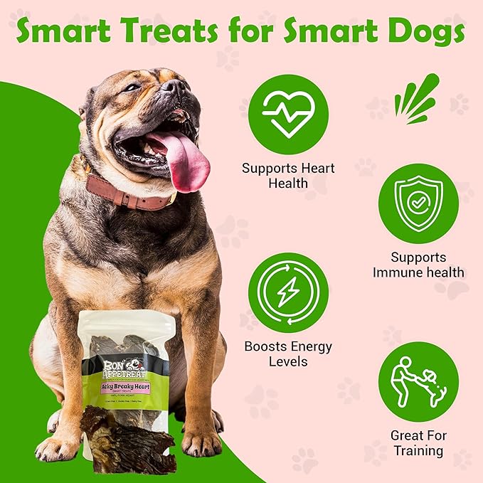 Acky Breaky Heart Dog & Cat Treats – 100% Single-Ingredient with Protein Natural Chews & Gluten-Free – Dehydrated Pork Heart - Prepared for Maximum Flavor – Ideal for All Breeds & Ages