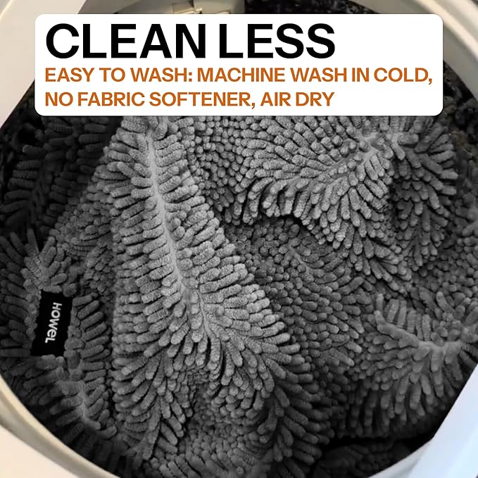 Throw Down Towel for Drying Dogs, 43" x 35", Ultra Absorbent Microfiber, Quick-Drying, Double-Sided Suede Chenille, Machine Washable, Soaks Over 2L, Grey Dog Bath Mat Towel