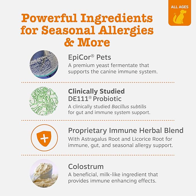 Zesty Paws Dog Allergy Relief - Anti Itch Supplement - Omega 3 Probiotics for Dogs - Digestive Health - Soft Chews for Skin & Seasonal Allergies - with Epicor Pets - Bison - 90ct