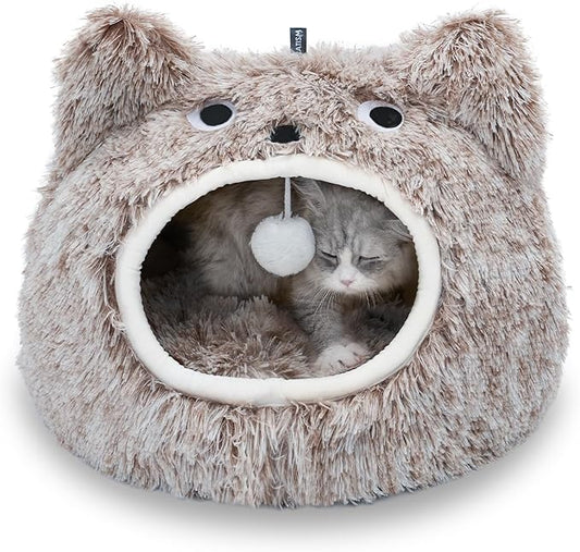 CATISM Cat Bed - Cat Beds for Indoor Cats, Soft Plush Cats Cave, Washable Cave for Kitty
