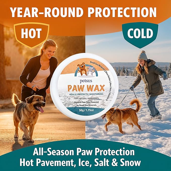 Dog Paw Balm – Lick-Safe Wax & Moisturizer for Dry, Cracked Pads, Nose & Snout – Natural Protection for Winter & Hot Pavement with Dead Sea Minerals, Shea Butter, Coconut Oil – 1.75 oz