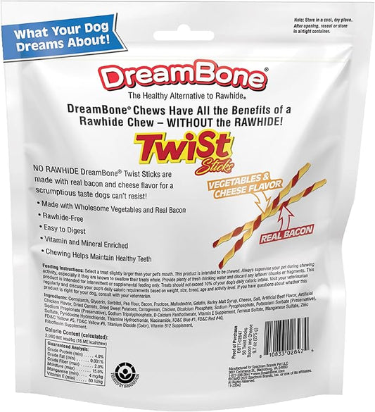 DreamBone Twist Sticks, Made With Real Bacon And Cheese Flavor, Rawhide-Free Chews For Dogs, 50 Count