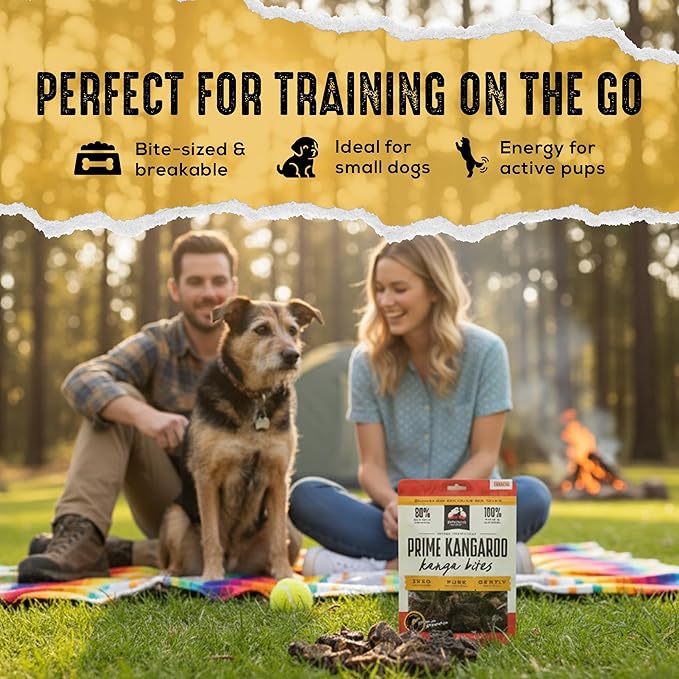 | Prime Kangaroo Dog Treats Kanga Bites | Single Ingredient Air Dried Natural Jerky Bites (7.05 oz)