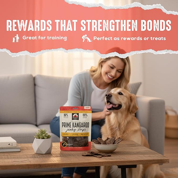 | Prime Kangaroo Dog Treats Jerky Strips | Single Ingredient Air Dried Natural Dog Treats (7.05 oz)