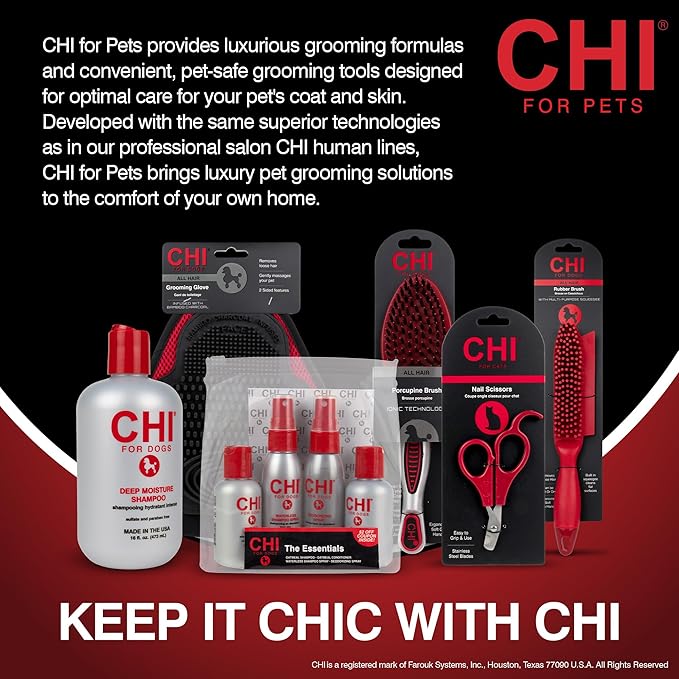 CHI for Dogs Gentle 2-in-1 Shampoo and Conditioner - Softening and Cleansing Formula for Puppies and Adult Dogs - pH Balanced Dog Wash for All Coat Types - 16 Fl Oz