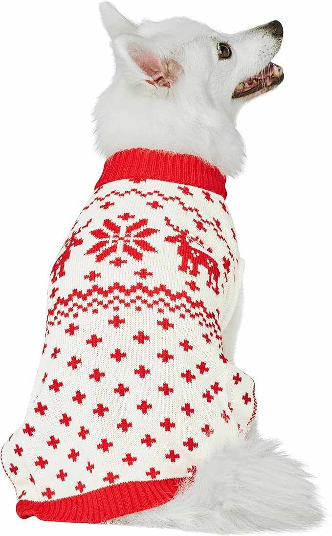 Blueberry Pet Dog Sweater, Christmas Sweater for Dogs, Festive Red Dog Clothes, Holiday Sweater Vest, Dog Christmas Sweater, 22" Back, for Large Dogs, Matching Family Outfit, Durable & Cozy