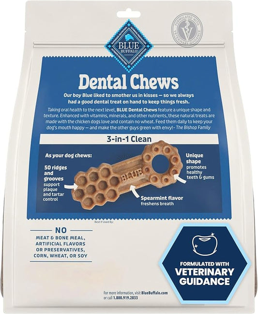 Blue Buffalo Dental Chews Medium Natural Dog Treats, Chicken & Spearmint 23-oz Bag (28 Count)