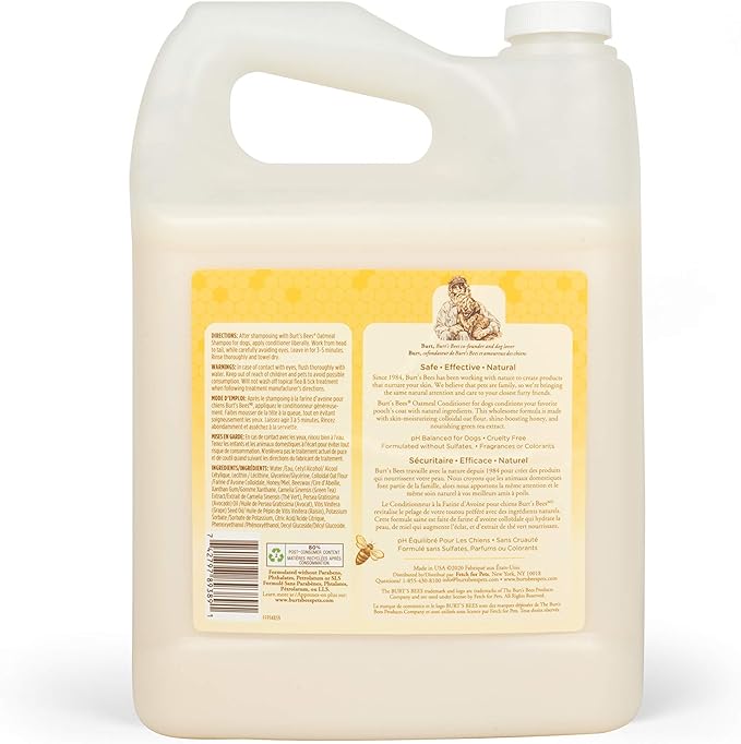 Burt's Bees for Dogs Natural Oatmeal Conditioner with Colloidal Oat Flour and Honey | Oatmeal Dog Conditioner, 1 Gallon | Cruelty Free, Sulfate & Paraben Free, Soothing Dog Conditioner for All Dogs