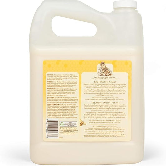 Burt's Bees for Dogs Natural Oatmeal Conditioner with Colloidal Oat Flour and Honey | Oatmeal Dog Conditioner, 1 Gallon | Cruelty Free, Sulfate & Paraben Free, Soothing Dog Conditioner for All Dogs