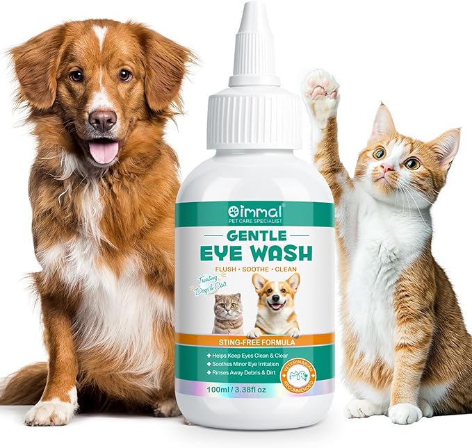 Pet Dog Eye Drops, Eye Drops for Dogs & Cats, Eye Drops and Wash for Pets, Soothes Irritation, Moisturizes Dry Eyes, Safe & Gentle Formula Daily Pet Care 100ml