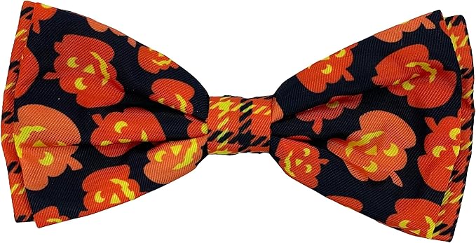 Huxley & Kent Pet Bow Tie for Dogs & Cats - Halloween Adjustable Hook & Loop Collar Accessory - Cute & Comfortable for Holidays & Celebrations - Plaid-O-Lantern, Small