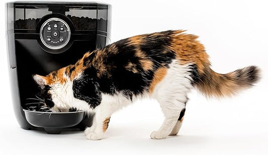 Feeder-Robot by Whisker, Black with Smoke-Grey Hopper; Smart, Automatic Pet Feeder, Feed Your Cat or Dog from Anywhere, Designed & Assembled in USA