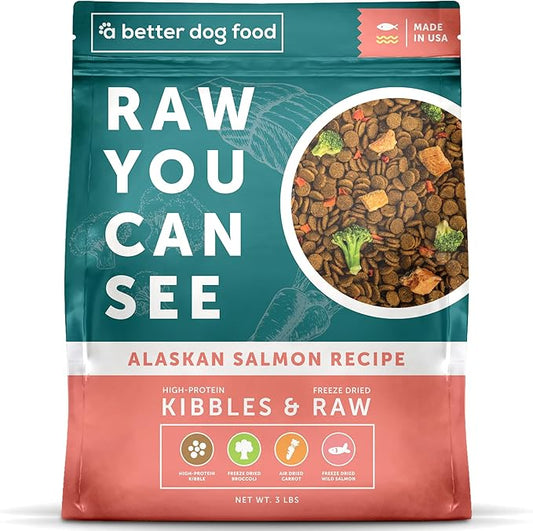 A Better Dog Food | Salmon Dry Dog Food | Raw You Can See | High Protein Kibble + Freeze Dried Raw Dog Food