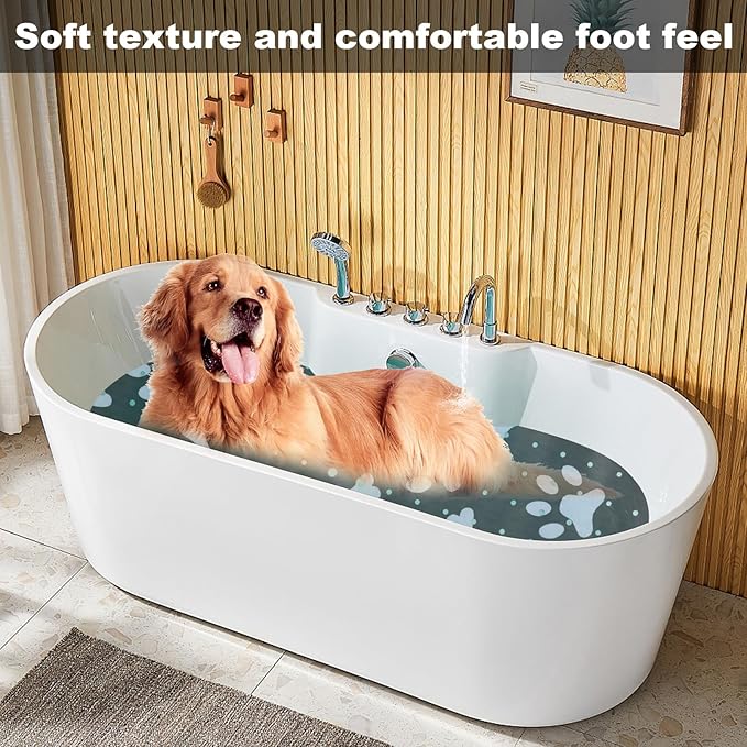 Dog Bath Mat for Tub Non-Slip Pet Bathtub Mat Fast Dry Dog Shower Attachment Mat Senior Friendly Dog Bath Supplies (Black