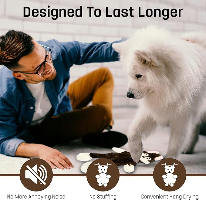 FGA MARKETPLACE Bundle of 5 Flat NO Stuffing NO Squeak Plush Dog Toys, Funny Style Will Entertain Your Pet for Hours, Recommended for Small and Medium Dog 21 INCH Long