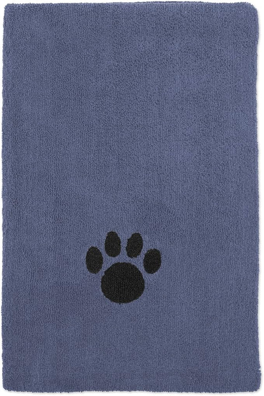 Bone Dry Pet Grooming Microfiber Towel, Embroidered Collection, X-Large,41x23.5", Stonewash Blue