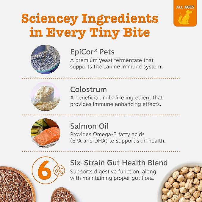 Zesty Paws Dog Allergy Relief Chews, Dog Probiotics for Itchy Skin and Ears, Lamb, Mini, 90ct