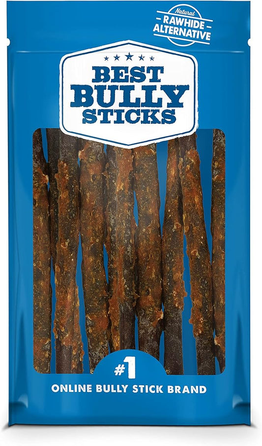 Best Bully Sticks Chicken Wrapped Beef Collagen Sticks - 12 Inch 10 Count (Pack of 1) - Natural, USA Baked and Packed, Easily Digestible, Limited Ingredient, Rawhide Alternative
