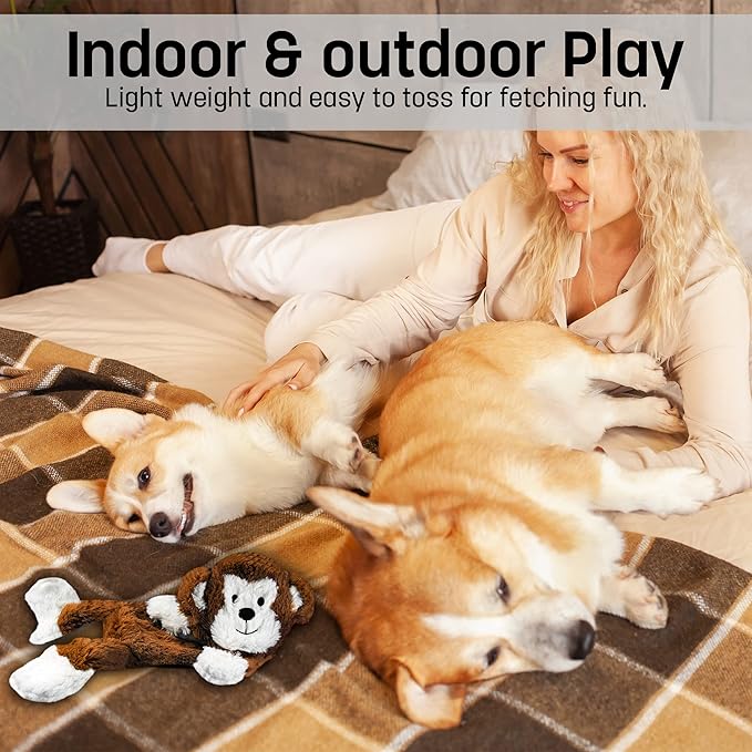 FGA MARKETPLACE Monkey-Pink Rabbit Flat NO Stuffing NO Squeak Plush Dog Toy, Funny Style Will Entertain Your Pet for Hours, Recommended for Small and Medium Dog 21 INCH Long