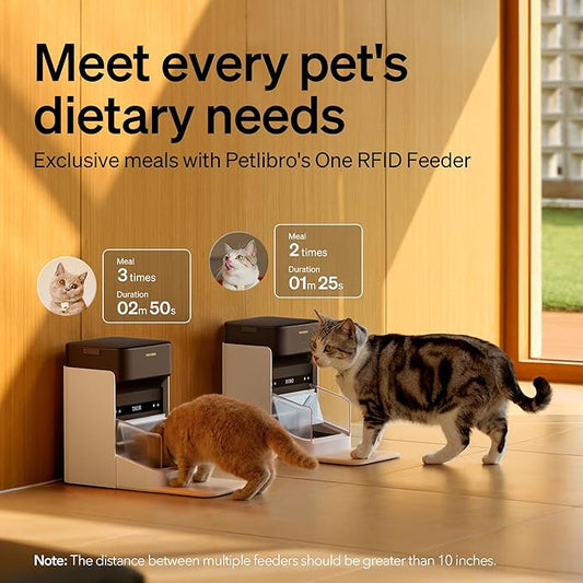 PETLIBRO RFID Multiple Cats Feeder 2 Packs, Tag Activated Exclusive Meals, 5G&2.4G Wi-Fi Auto Food Dispenser for Pets with Different Diets and Stop Food Stealing