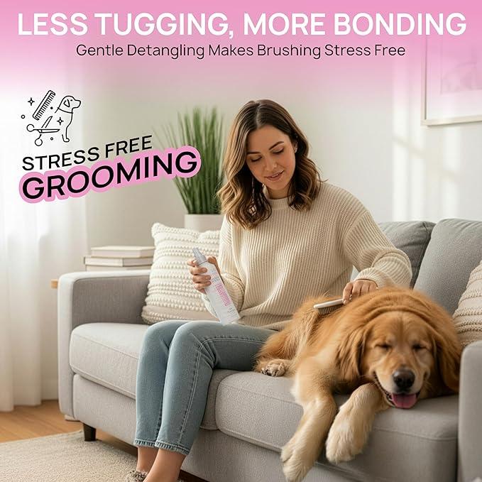 BioSilk for Pets Silk Therapy Detangling Plus Shine Mist for Dogs - Reduces Matted Fur, Shiny & Soft Coat - Suitable for All Dogs & Puppies, Made in USA, 8 Fl Oz - 2 Pack