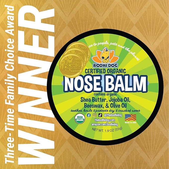 Bodhi Dog Organic Nose Balm - Moisturizes, Soothes & Protects Dry and Cracking Noses - USDA Certified Organic for Dogs & Cats - Suitable for All Breeds, Including Bulldogs, Retrievers & Terriers (2oz)
