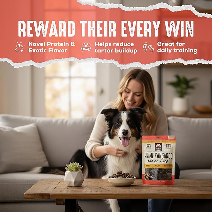 | Prime Kangaroo Dog Treats Kanga Bites | Single Ingredient Air Dried Natural Jerky Bites (7.05 oz)