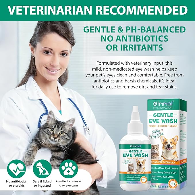 Pet Dog Eye Drops, Eye Drops for Dogs & Cats, Eye Drops and Wash for Pets, Soothes Irritation, Moisturizes Dry Eyes, Safe & Gentle Formula Daily Pet Care 100ml
