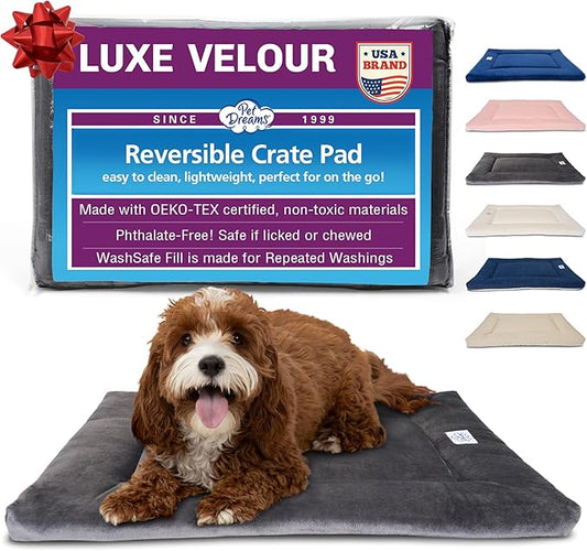 Pet Dreams Dog Crate Pad - Washable Kennel Mat, Crate Pads for Dog Cages, Non-Toxic, Flat Indoor Cat Bed, Fits iCrate 18, 24, 30, 36, 42, 48 Inches (Grey, XX Large, 48")