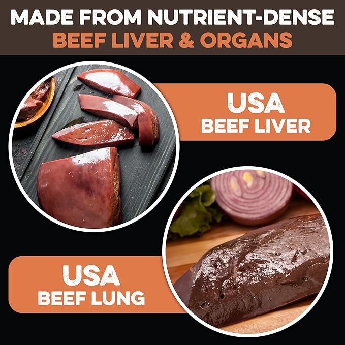 BRUTUS & BARNABY Dehydrated Lung Dog & Cat Treats, 28oz – USA Organ Meat Stick (Beef & Turkey Lung, Liver), High Protein Pet Snack