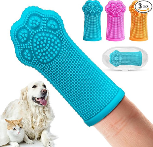 Hera Harmony Finger Toothbrush for Dogs & Cats, Soft Silicone Pet Dental Care Brush for Plaque & Tartar Removal, Teeth Cleaning & Gum Massage, Reusable 3 Pack