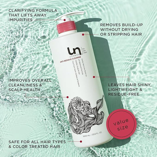 unwash Anti-Residue Cleanse - Gentle, Ph-Balanced Clarifying Shampoo for Build-Up, Dirt and Oil, Safe for All Hair Types, 33.8 fl oz
