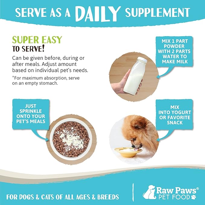 Raw Paws Pet Bovine Colostrum for Dogs Allergies & Immune Support (5-Ounce) - Made in USA - Colostrum for Cats - Senior Dog Supplements - Itchy Skin Treatment - All Ages, Sizes & Breeds