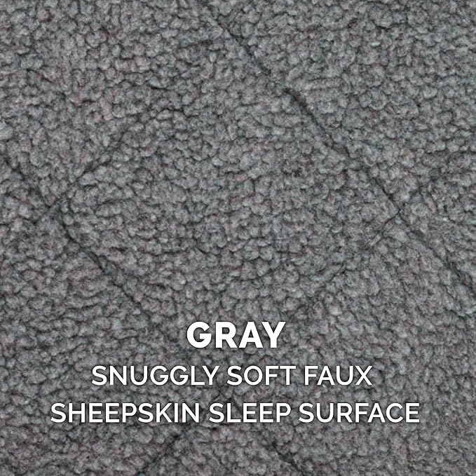 Furhaven Dog Bed for Medium/Small Dogs & Indoor Cats, 100% Washable, Sized to Fit Crates - Sherpa Fleece Bolster Crate Pad - Gray, Medium