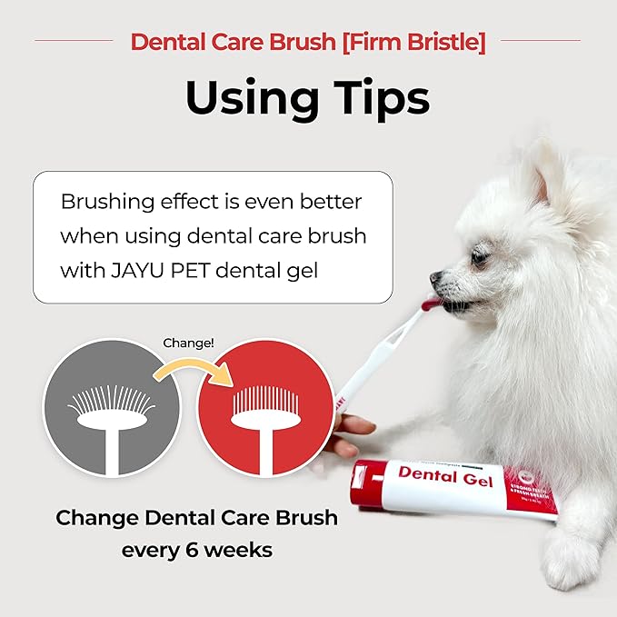 JAYU PET Dental Care Brush (Firm Bristles) 1ea - Resilient Dog Toothbrush, Cat Toothbrush for Tartar & Plaque Removal, Horizontal Head and S-Curved Body