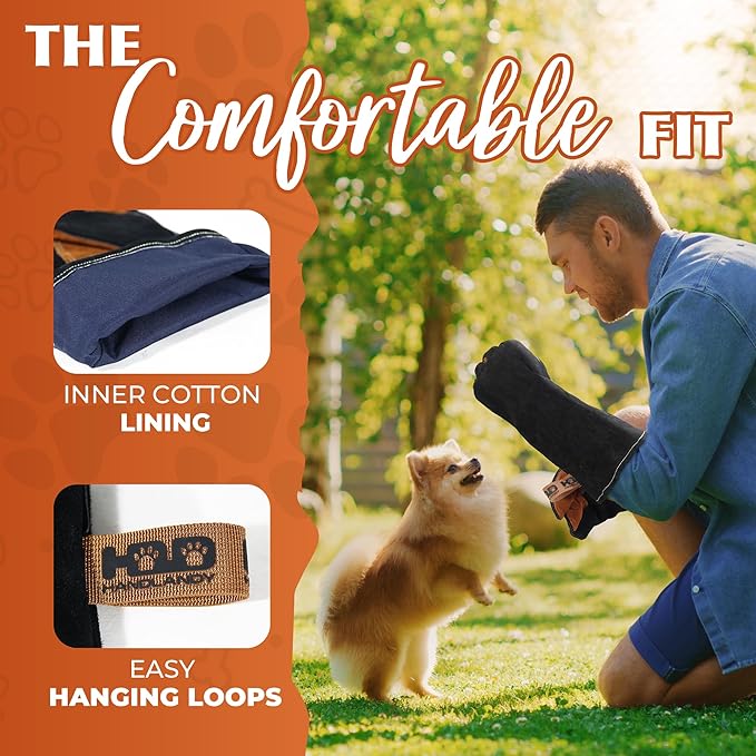 HANDLANDY 16 Inches Animal Handling Gloves Bite-Proof & Scratch-Resistant, Safe Durable Pet Gloves for Dogs, Cats, Falconry (Black, 16inch)