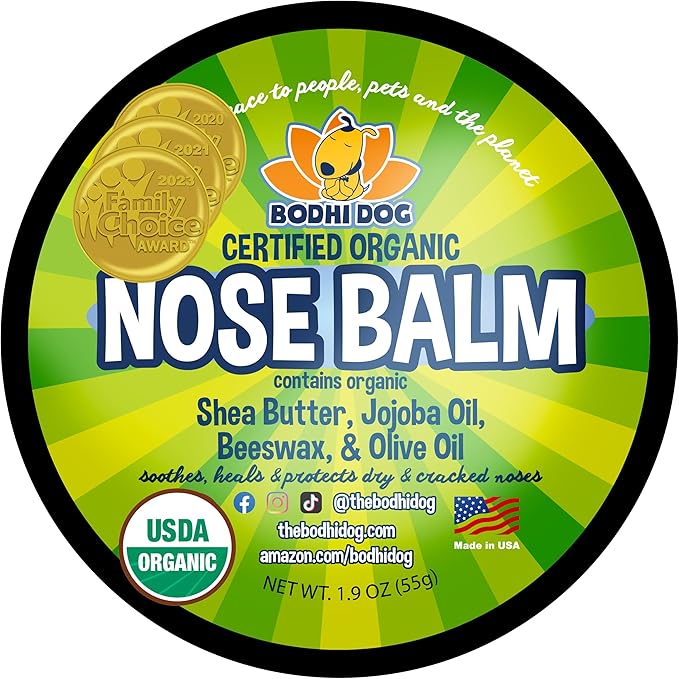 Bodhi Dog Organic Nose Balm - Moisturizes, Soothes & Protects Dry and Cracking Noses - USDA Certified Organic for Dogs & Cats - Suitable for All Breeds, Including Bulldogs, Retrievers & Terriers (2oz)