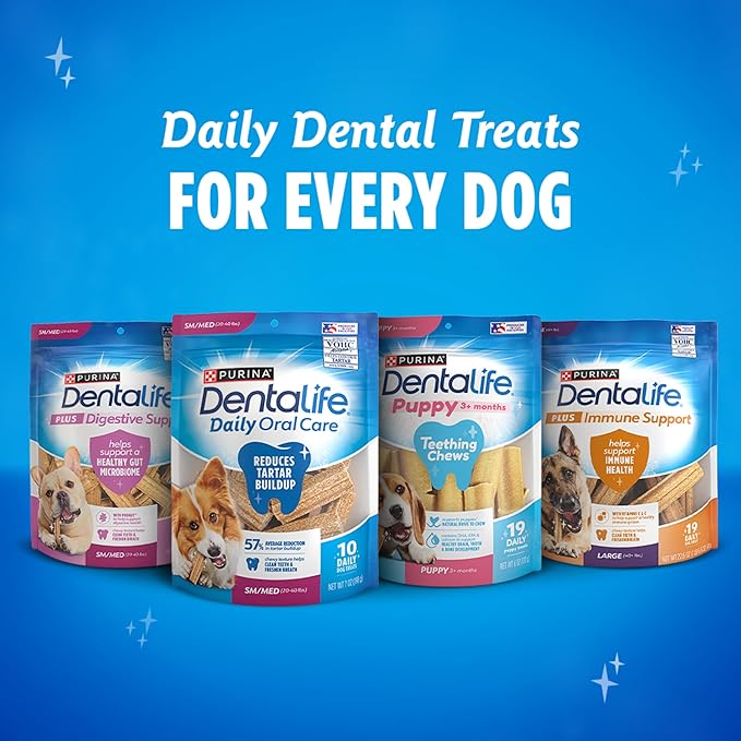 DentaLife Daily Oral Care Dog Treats for Small and Medium Dogs, Chewy Dental Treat to Freshen Breath and Fight Tartar, Chicken Flavor, 35.7 oz. each, 47 Chews each/94 Total Chews - 47 ct. Pouch
