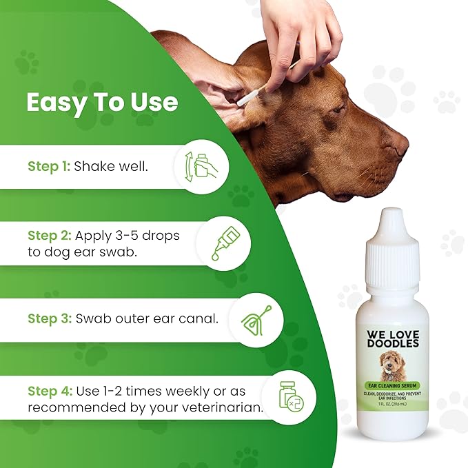 We Love Doodles Dog Gloves Wipes & Dog Ear Cleaning Solution Kit Bundle - Pet Bathing Wipes for Dogs, Paws, Face, Body, Ears, Prevent Infections, Organic, Made in USA, Ear Drops for Dogs
