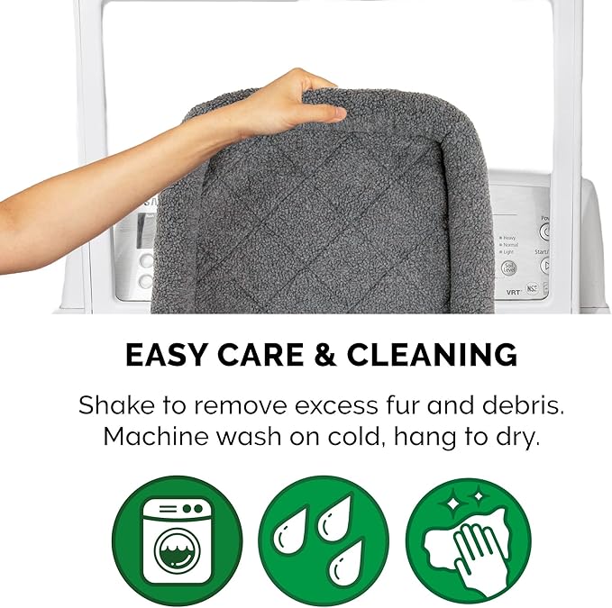 Furhaven Dog Bed for Small Dogs & Indoor Cats, 100% Washable, Sized to Fit Crates - Sherpa Fleece Bolster Crate Pad - Gray, Small