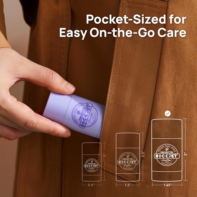 HICC PET Dog Paw Balm 1.06oz Natural Moisturizer & Protector for Dry Cracked Paws Soothes Hotspots & Odor, Horse Hoof, Joint Care